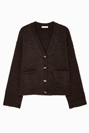 Brown Strick-Cardigan aus Wollmischung