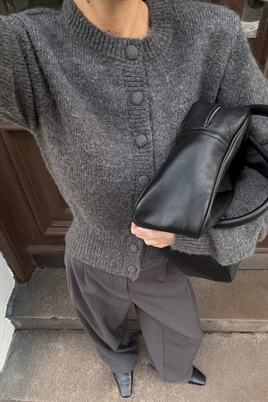 Grey Gebreid vest van wolmix