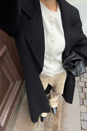 Offwhite Gebreid vest van wolmix