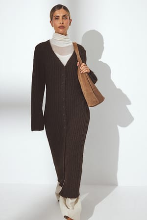 Maxikleid-Strickjacke aus Wollmischung