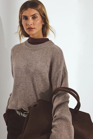 Beige Strikket genser i ull