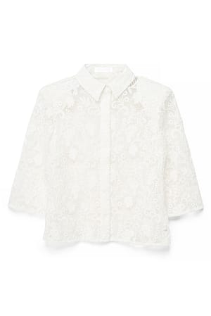 White Lace Detail Top