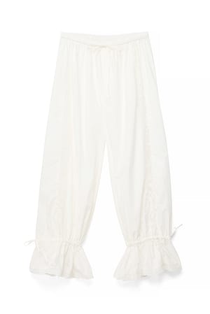 Offwhite Ballongbukse med blondedetaljer