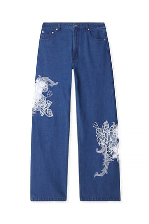 Dark Blue Jeans mit Spitzendetail