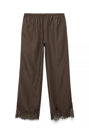 Dark Brown Lace Detail Trousers