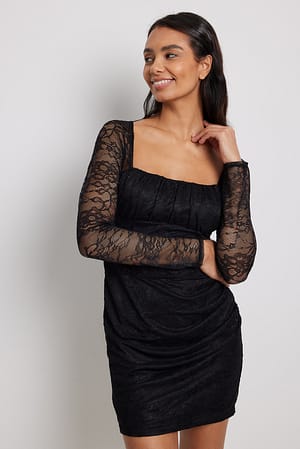 Black Lace LS Mini Dress