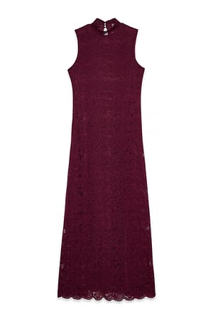 Aubergine Maxikleid mit Spitze