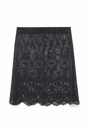 Black Falda midi de encaje