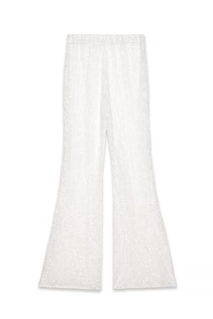 White Lace Sequin Trousers