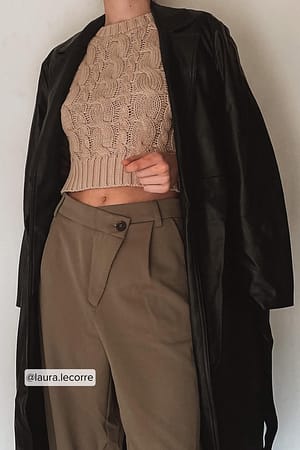 Beige/Brown Cable Knitted Jumper