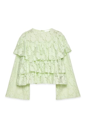 Light Green lagen Volantbluse