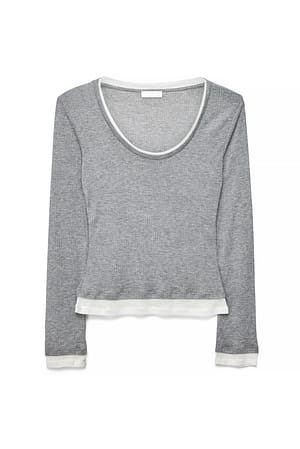 Grey Melange Lagdelt langærmet jersey-top