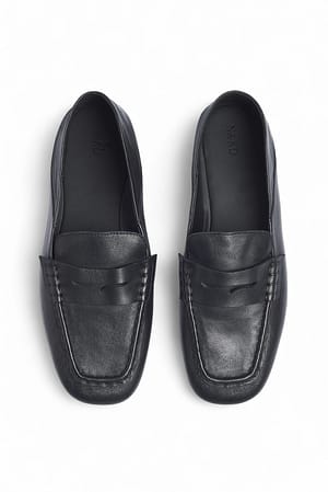 Black Mocasines de piel step-in