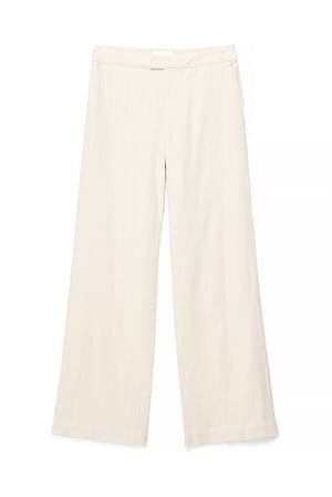 Beige Hose mit mittlerer Taille aus Leinenmischung