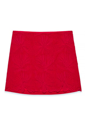 Red Minirock aus Leinenmischung mit Broderie-Anglaise-Detail