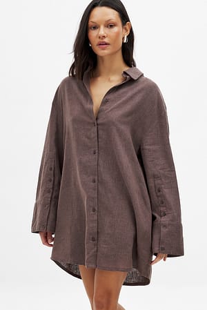 Brown Minikleid aus Leinenmischung