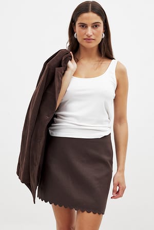 Brown Minirock aus Leinenmischung
