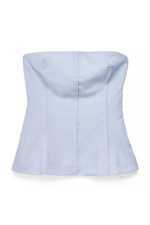 Light Blue Timeglasformet top i hørbomuld- og lyocellreb med sømdetalje