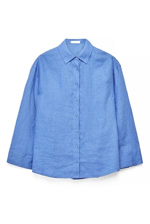 Blue Linnen overhemd met wijde mouwen