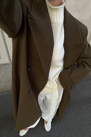 Khaki Langer Mantel