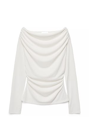 Offwhite Langærmet top i jersey med drapering