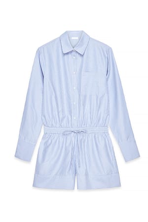 Stripe Long Sleeve Mini Jumpsuit