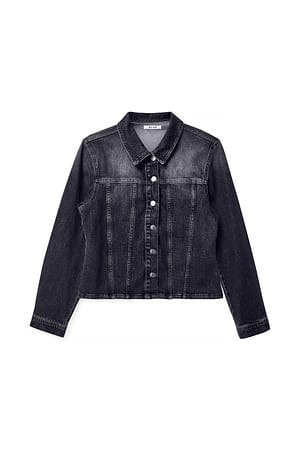 Dark Grey Langermet tettsittende denimskjorte