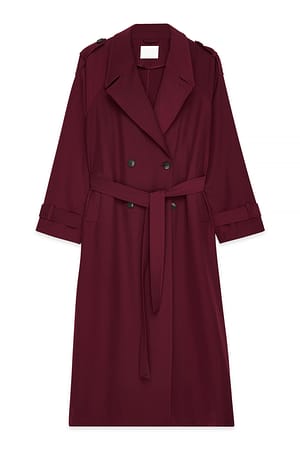 Dark Burgundy Long Trenchcoat