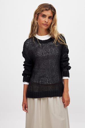 Black Jersey de punto holgado