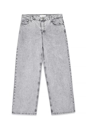 Light Grey Jean long ample à taille basse