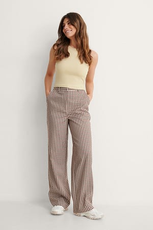Brown Check Karierte Anzughosen