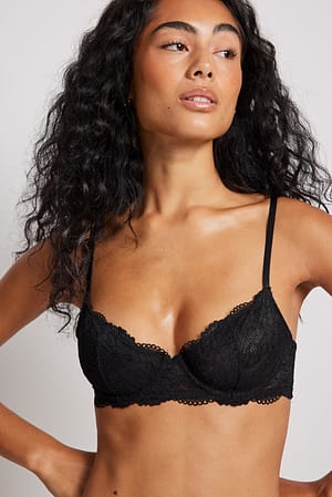 Black Low Cut Lace Bra