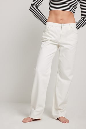 White Low Waist Slim Leg Denim