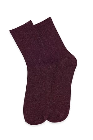 Wine Red Lurex-strømper