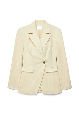 Light Yellow Figursydd blazer i lyocellblanding