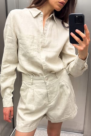 Beige Linneshorts