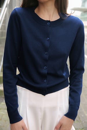 Navy Fine Knitted Cardigan