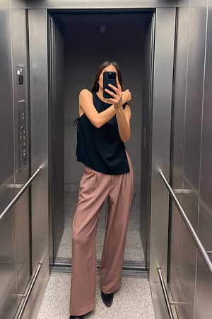 Rose Wide Mid Waist Suit Pants