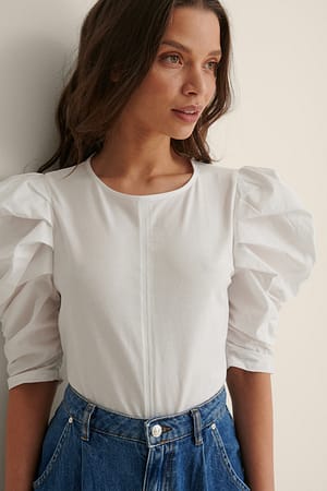 White Top Mit Puffärmeln