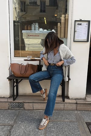 Croppade jeans med hög midja