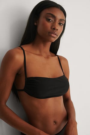 Black Gerecycleerd gerimpelde bikinitop