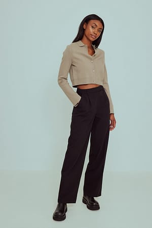 Black Pleated Loose Fit Pants
