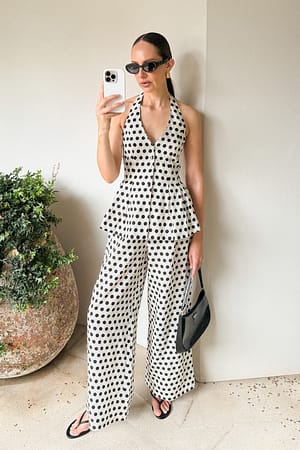 All Over Print Chaleco de mezcla de lino y lyocell con cuello halter