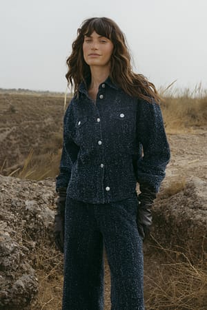 Dark Blue Camisa vaquera estructurada con cintura marcada