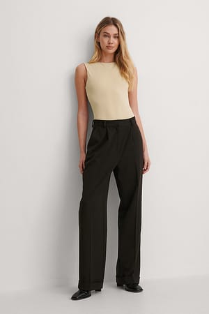 Black Pleat Suit Pants