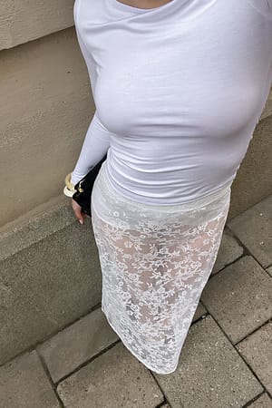 White Boat Neck Long Sleeve Top