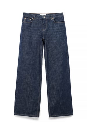 Navy Mid Waist Baggy Jeans