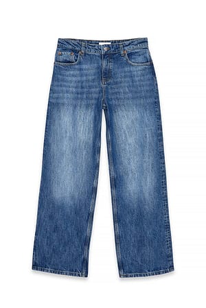 Mid Blue Baggy jeans med middels liv