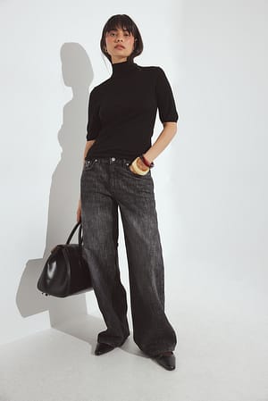 Dark Grey Mellemtaljede baggy jeans med detalje i ryggen