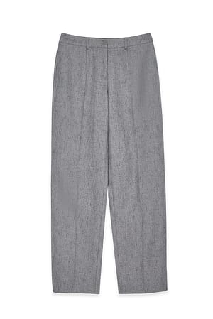 Grey Mid Waist Melange Pants